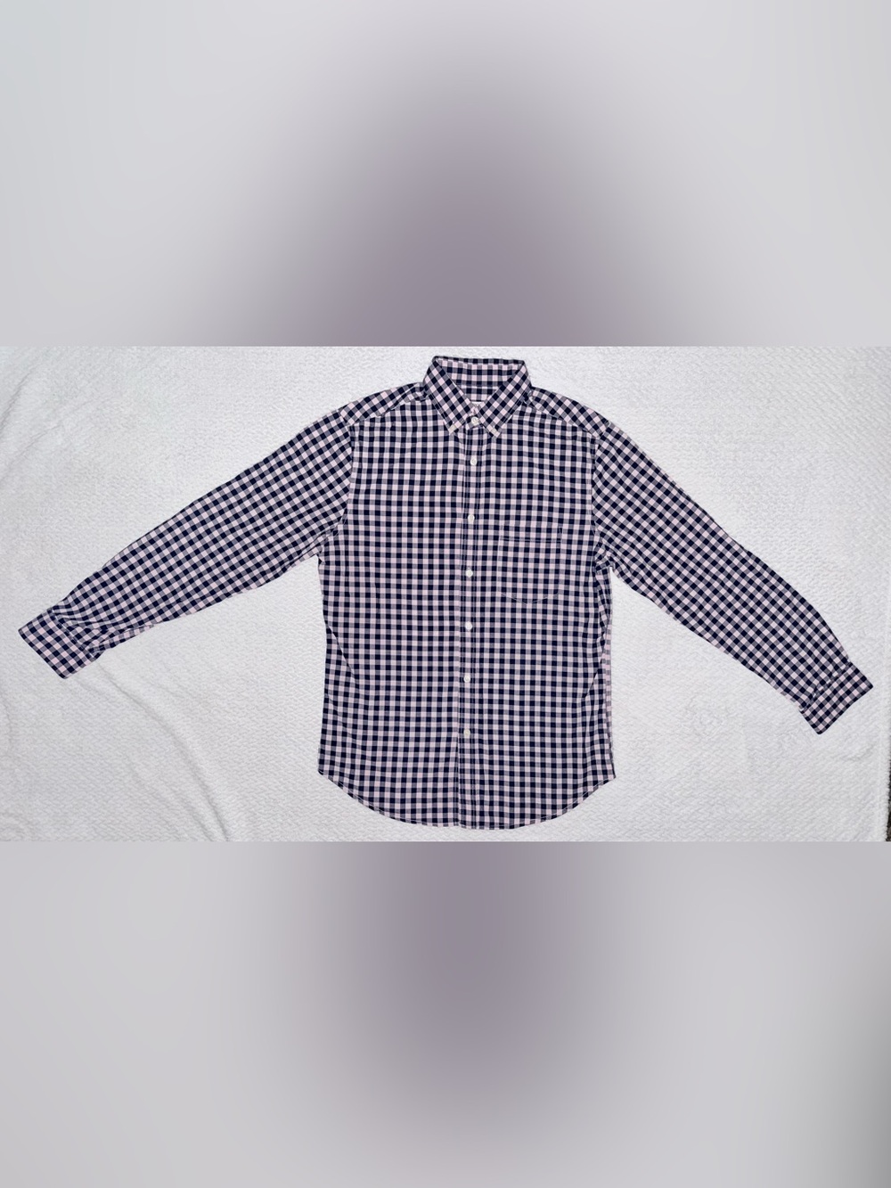 Men's Light Pink/Navy Check Button-Down Shirt